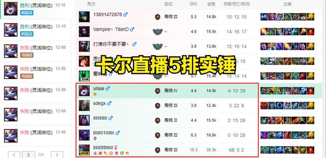 LOL：卡尔5排被实锤，多个条形码ID被扒出，恶意控段位虐菜