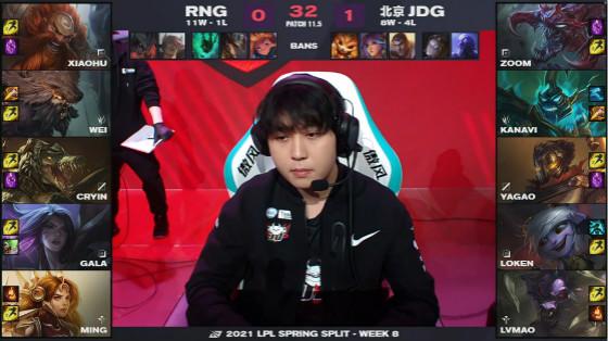 LOL：科加斯史前巨兽主宰战场，RNG 0-2不敌JDG