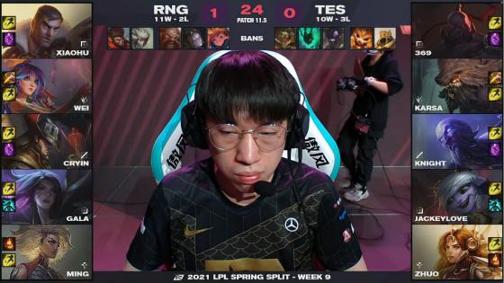 LOL：野辅完美开团掀翻强敌，RNG 2-0终结TES七连胜