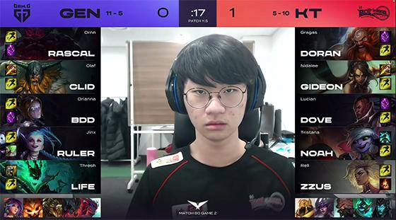 LOL：Ruler金克丝三杀梦幻起飞，GEN 2:1击败KT