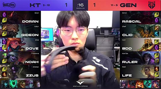 LOL：Ruler金克丝三杀梦幻起飞，GEN 2:1击败KT