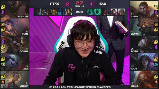 LOL：Doinb克烈再现经典绕后，FPX 3-1击败RA