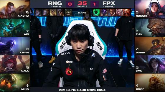 LOL-LPL：喜迎“金色的雨”！RNG 3-1击败FPX夺得春季总冠军