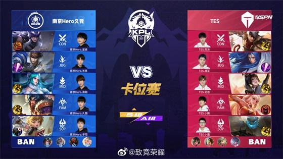 王者荣耀KPL：FMVP清融状态拉满！南京Hero久竞4:3战胜TES重回S组