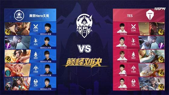 王者荣耀KPL：FMVP清融状态拉满！南京Hero久竞4:3战胜TES重回S组