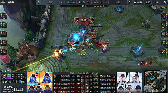 LOL-LPL：二队小将neny单杀Bin拿一血，iG让一追二SN喜提开门红