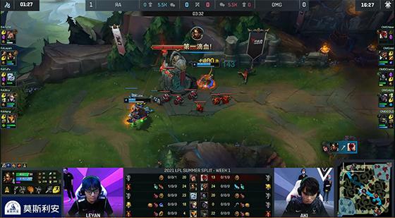 LOL-LPL：Leyan佛耶戈解锁打野位首胜，RA直落两盘2-0击败OMG