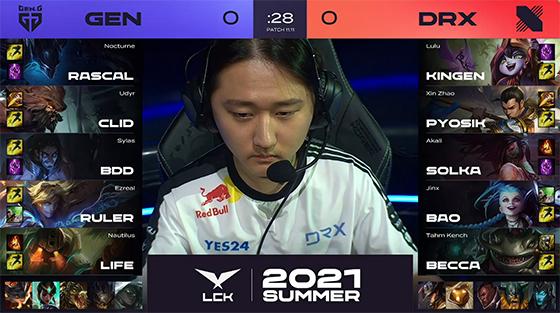 LOL-LCK：Bdd阿卡丽飞雷神一突四单杀纳尔，GEN让一追二击败DRX