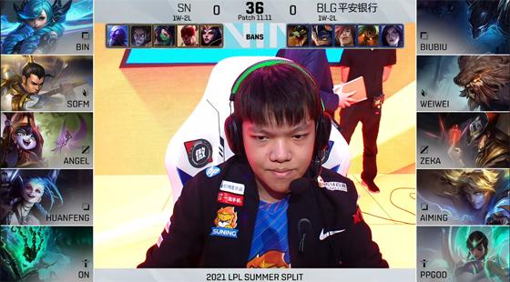 LOL-LPL：Bin青钢影致命钩索斩获四杀，SN摧枯拉朽2：0击败BLG
