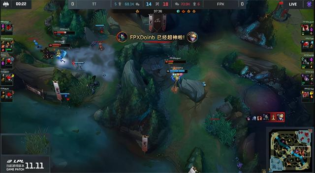 LOL-LPL：Doinb超神不死阿卡丽super carry！FPX 2：0战胜TT