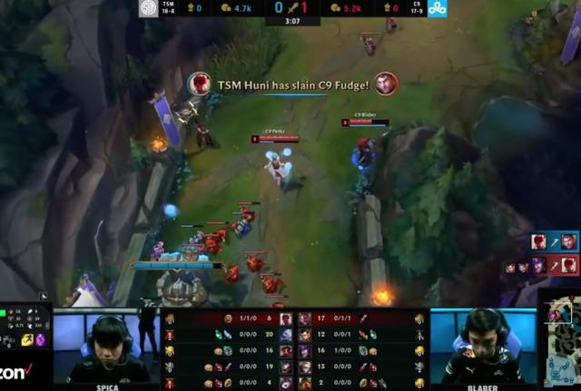TSM三连胜登顶！北美上单绝活哥Huni秀出盲僧！踢翻C9