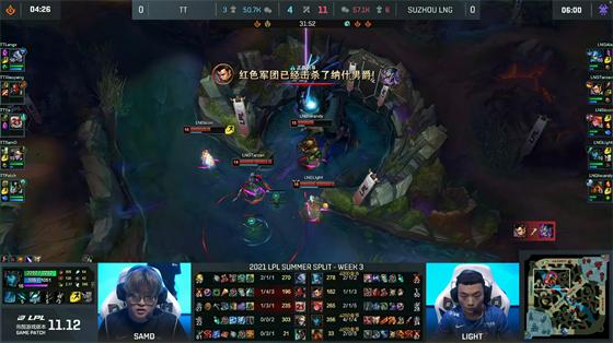 LOL-LPL：三路高地被破一波翻盘，LNG 2-1击败TT豪取六连胜