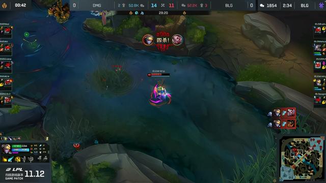 LOL-LPL：Aiming四杀伊泽瑞尔输出爆表，BLG 2-0终结OMG三连胜