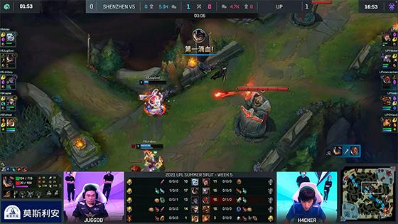 LOL-LPL：Smlz火男LPL赛区AD位首秀立奇功，UP 2:0送给V5八连败
