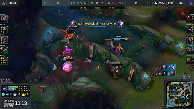 LOL-LPL：Leyan巨魔开局单杀赵信直接起飞，RA干净利落2-0击败TT