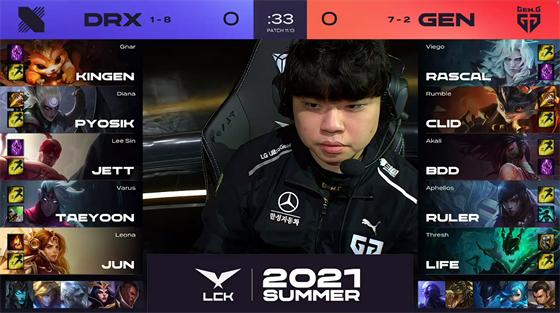 LOL-LCK：Bdd沙皇禁军之墙回推四人，GEN完美团战2-0轻取DRX