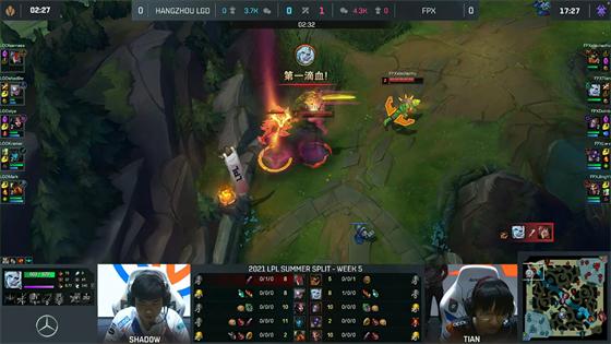 LOL-LPL：超神杰斯伤害爆表主宰团战！FPX双替补阵容2-0击败LGD