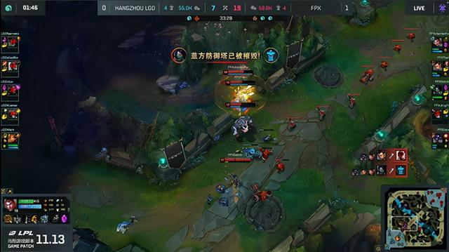 LOL-LPL：超神杰斯伤害爆表主宰团战！FPX双替补阵容2-0击败LGD
