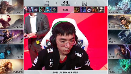 LOL-LPL：Scout佛耶戈痛贯天灵连跳收割，EDG两局横扫2-0轻取TT