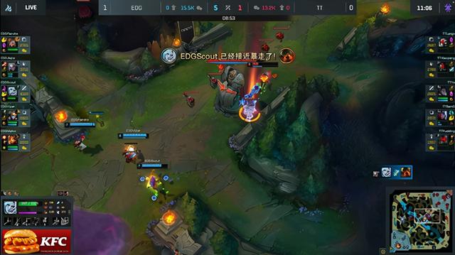 LOL-LPL：Scout佛耶戈痛贯天灵连跳收割，EDG两局横扫2-0轻取TT