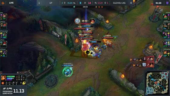 LOL-LPL：Smlz厄斐琉斯稳如泰山输出爆炸，UP爆冷2-1掀翻LNG