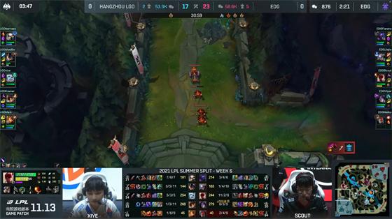 LOL-LPL：Scout盲僧七进七出三杀收割，EDG无情推进2-0横扫LGD