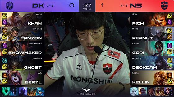 LOL-LCK：Gori“雷电法王”瑞兹逆境四杀，NS 2:1终结DK三连胜