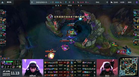 LOL-LPL：Yuekai妖姬魔影迷踪瞬秒卡莎，RNG两局横扫2-0击败V5
