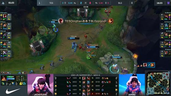 LOL-LPL：knight塞拉斯弑君突刺收割战场，TES全线开花2-0横扫BLG