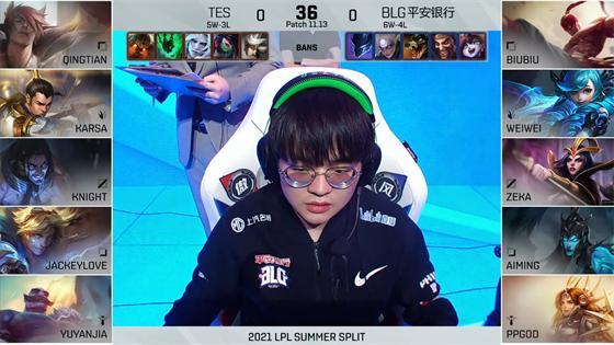 LOL-LPL：knight塞拉斯弑君突刺收割战场，TES全线开花2-0横扫BLG