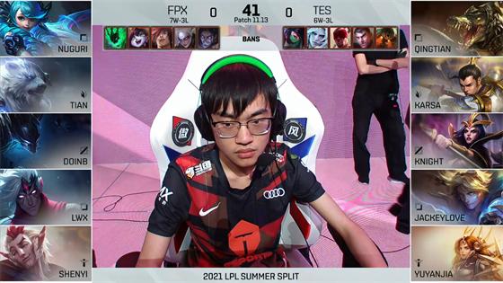 LOL-LPL：Tian佛耶戈开局越塔单杀妖姬，FPX节奏起飞2-0战胜TES