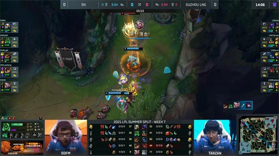 LOL-LPL：四Poke阵容巧解强开体系，SN极致运营2-1战胜LNG
