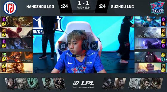 LOL-LPL：Ale连续两局对位单杀打开局面，LNG让一追二战胜LGD