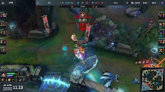 LOL-LPL：iBoy厄斐琉斯清辉夜凝输出爆表，RA鏖战三局2-1击败BLG