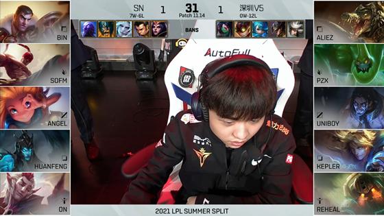 LOL-LPL：pzx佛耶戈重大失误忘带惩戒，SN 2-1有惊无险击败V5