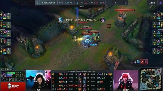LOL-LPL：Lwx小炮完美克制凯南进场，FPX 2-0横扫V5锁定常规赛前二