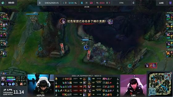 LOL-LPL：Lwx小炮完美克制凯南进场，FPX 2-0横扫V5锁定常规赛前二