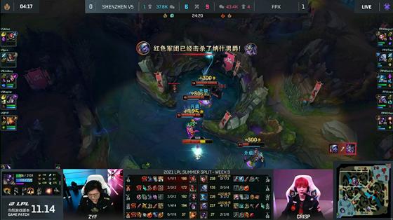 LOL-LPL：Lwx小炮完美克制凯南进场，FPX 2-0横扫V5锁定常规赛前二