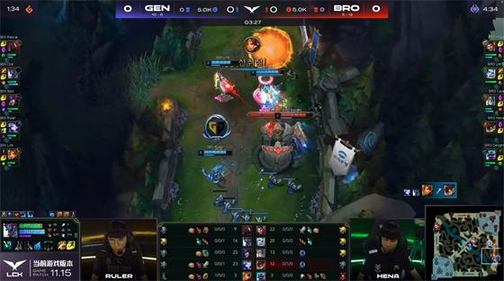 LOL-LCK：BDD佐伊天外飞星瞬秒发条，GEN鏖战三局2-1险胜BRO