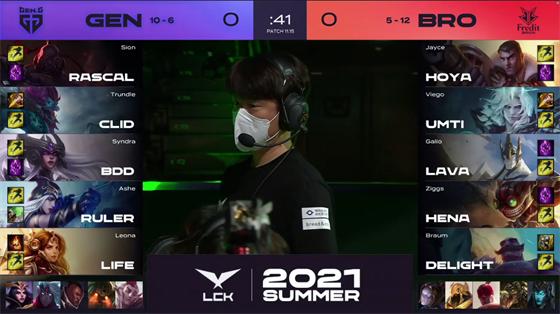 LOL-LCK：BDD佐伊天外飞星瞬秒发条，GEN鏖战三局2-1险胜BRO