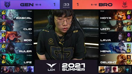 LOL-LCK：BDD佐伊天外飞星瞬秒发条，GEN鏖战三局2-1险胜BRO